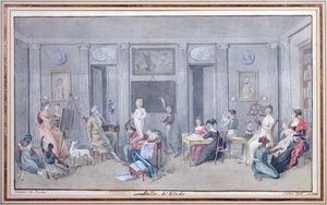 1813年Ile de La Reunion学习室的家庭 作者 让·约瑟夫·帕图·德·罗斯蒙特
